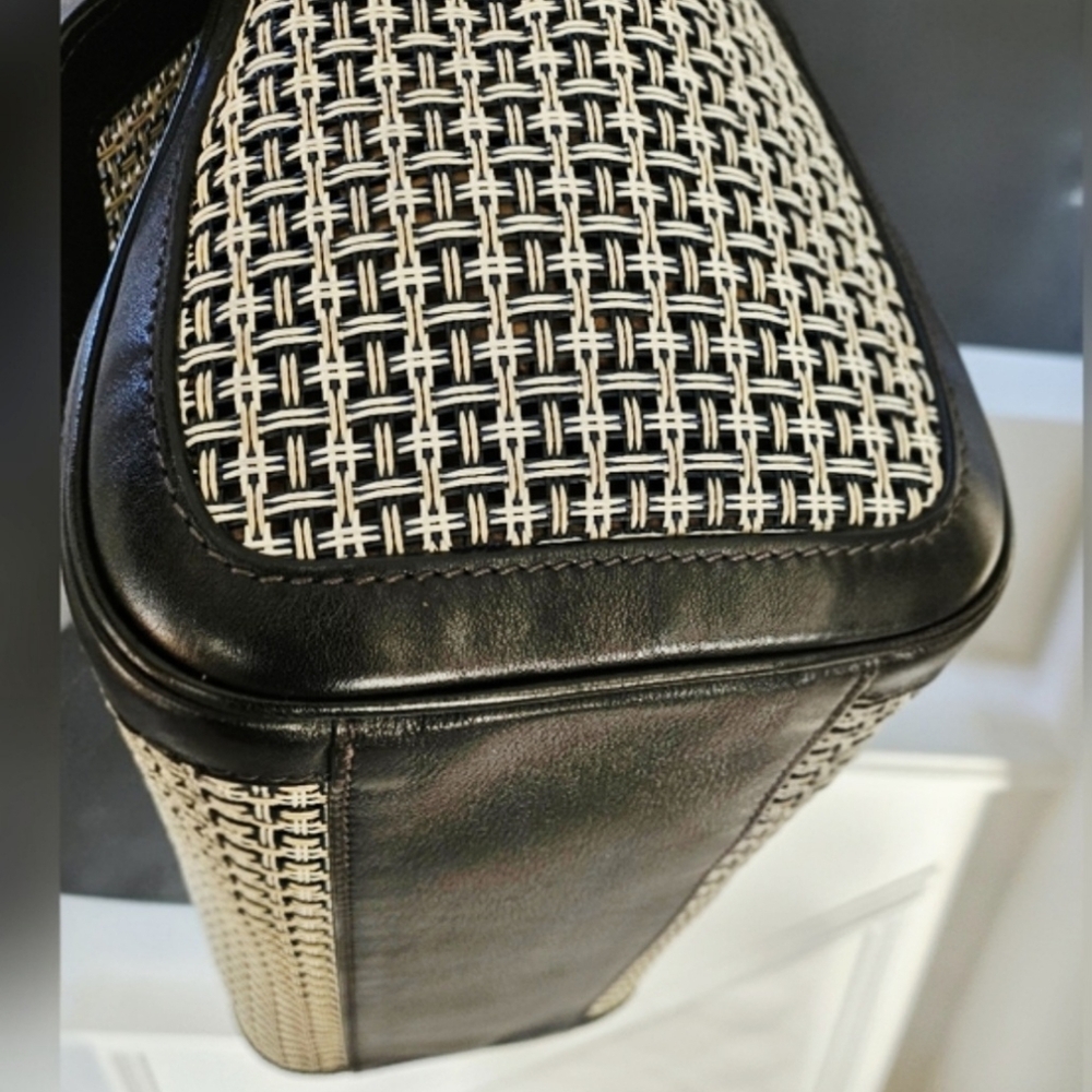 Dolce & Gabbana Black & White Large Sicily Woven Top Handle Bag - Picture 3 of 15